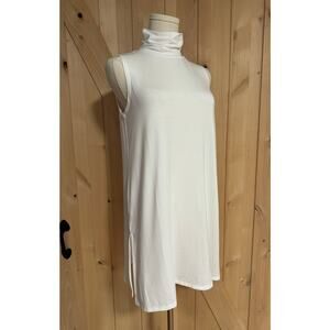 Garnet Hill | NWT Tencel White Sleeveless Mock Neck Tunic Top | Size XS
